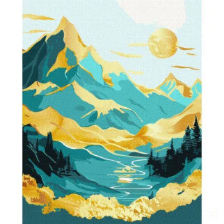 Картина за номерами "Схід сонця в горах" KHO5105 з фарбами металік 40х50 см - Інтернет-магазин спільних покупок ToGether