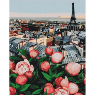 Картина за номерами "Піони з видом на Париж" BS53781, 40х50 см - Інтернет-магазин спільних покупок ToGether