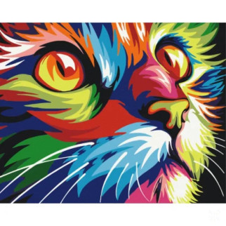 Картина за номерами "Веселковий кіт" Brushme BS4228, 40х50см - Інтернет-магазин спільних покупок ToGether