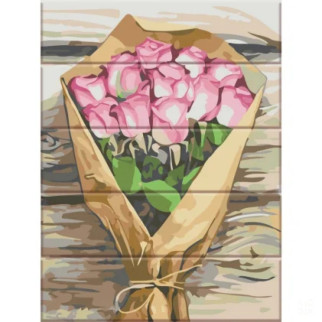 Картина за номерами по дереву "Букет рожевих троянд" ASW151 30х40 см - Інтернет-магазин спільних покупок ToGether