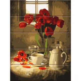 Картина за номерами по дереву "Червоні тюльпани" ASW152 30х40 см - Інтернет-магазин спільних покупок ToGether