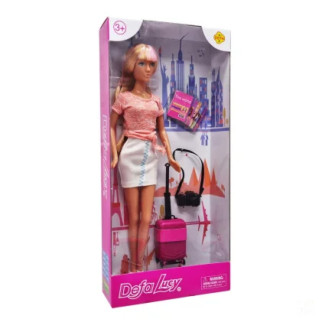 Дитяча лялька з валізою та фотоапаратом DEFA 8377, 29 см (Помаранчевий) - Інтернет-магазин спільних покупок ToGether