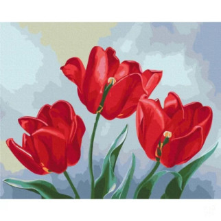 Картина за номерами "Червоні тюльпани"  Anna Steshenko Brushme BS53916 40x50 см - Інтернет-магазин спільних покупок ToGether