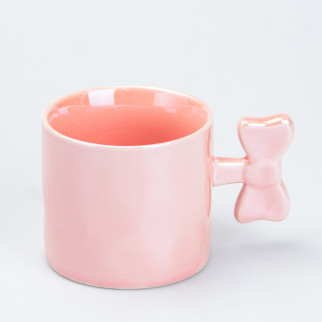 Чашка з ручкою у вигляді бантика керамічна 350 мл Рожева - Інтернет-магазин спільних покупок ToGether