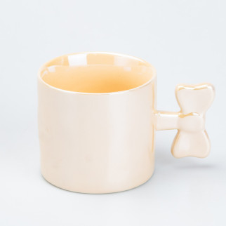 Чашка з ручкою у вигляді бантика керамічна 350 мл Жовта - Інтернет-магазин спільних покупок ToGether