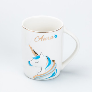 Чашка керамічна з малюнком єдинорога 400 мл Aura Блакитна - Інтернет-магазин спільних покупок ToGether