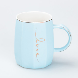 Чашка керамічна для чаю та кави 400 мл Love Блакитна - Інтернет-магазин спільних покупок ToGether