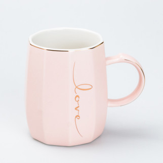 Чашка керамічна для чаю та кави 400 мл Love Рожева - Інтернет-магазин спільних покупок ToGether