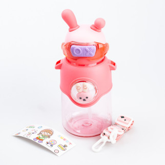 Дитяча пляшка для води з трубочкою з ремінцем рожева пляшечка для води - Інтернет-магазин спільних покупок ToGether