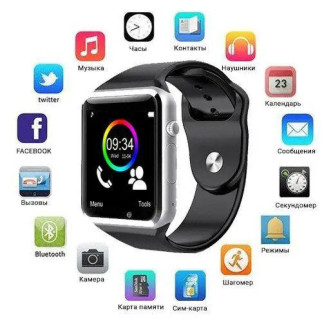 Смарт-годинник Smart Watch A1 розумний електронний зі слотом під sim-карту + карту пам'яті micro-sd. Колір: срібний - Інтернет-магазин спільних покупок ToGether