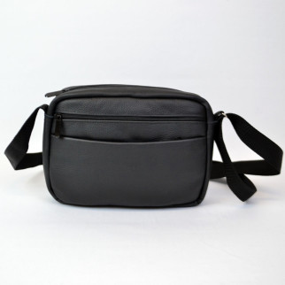 Стильна чоловіча сумка-месенджер з натуральної шкіри флотар, чорного кольору, чоловічі сумки через плече - Інтернет-магазин спільних покупок ToGether