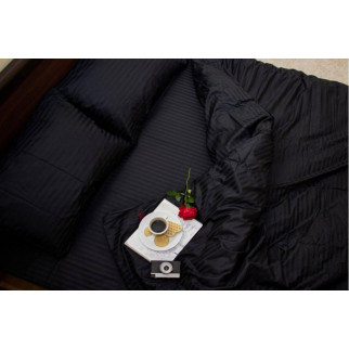 Комплект постільної білизни із страйп сатину сімейний 150 х 215 Чорний - Інтернет-магазин спільних покупок ToGether