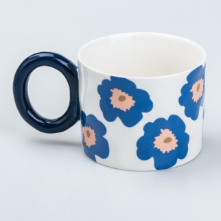 Чашка керамічна 400 мл для чаю та кави "Квітка" Синя - Інтернет-магазин спільних покупок ToGether