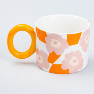 Чашка керамічна 400 мл для чаю та кави "Квітка" Помаранчева - Інтернет-магазин спільних покупок ToGether