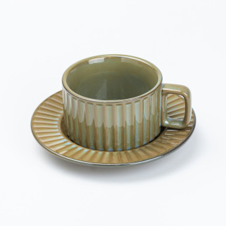 Чашка з блюдцем 250 мл керамічна Смарагдова - Інтернет-магазин спільних покупок ToGether