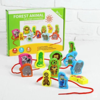 Розвиваюча іграшка Шнурівка MD 1263 дерев'яна  (Дикі тварини) - Інтернет-магазин спільних покупок ToGether