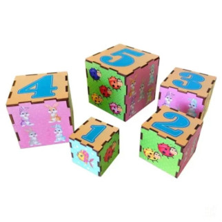 Дерев'яні кубики-пірамідка "Тварини" Ubumblebees (ПСД013) PSD013, 5 кубиків - Інтернет-магазин спільних покупок ToGether