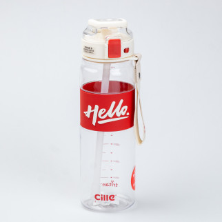 Пляшка для води спортивна 860 мл тритан з ремінцем та ручкою Hello Червона - Інтернет-магазин спільних покупок ToGether