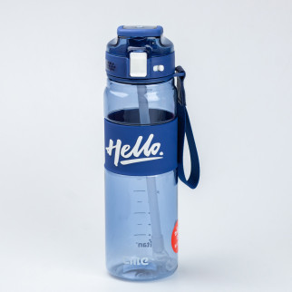 Пляшка для води спортивна 860 мл тритан з ремінцем та ручкою Hello Синя - Інтернет-магазин спільних покупок ToGether