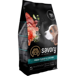 Savory Сухой корм для щенков всех пород со свежей индейкой и курицей 3 кг - Інтернет-магазин спільних покупок ToGether