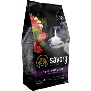 Savory Сухой корм для собак средних пород со свежим ягненком и индейкой 3 кг - Інтернет-магазин спільних покупок ToGether