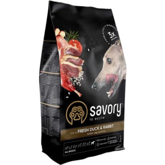 Savory Сухой корм для всех пород со свежей уткой и кроликом 3 кг - Інтернет-магазин спільних покупок ToGether