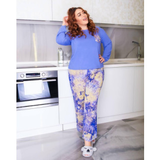 Жіноча піжама з яскравим візерунком DO2072 Блакитно-фіолетова - Інтернет-магазин спільних покупок ToGether