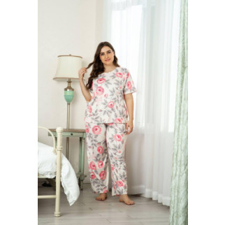 Жіноча піжама з трояндами DO2099 Біла - Інтернет-магазин спільних покупок ToGether