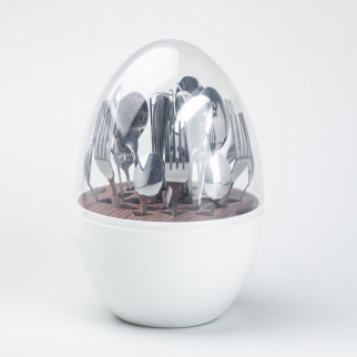 Набір столових приладів на 6 персон із нержавіючої сталі 24 штуки з підставкою "Яйце" Білий - Інтернет-магазин спільних покупок ToGether