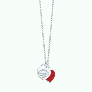Срібний кулон Mini Double Heart Tag Pendant Tiffany & Co Red - Інтернет-магазин спільних покупок ToGether