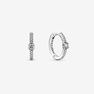 Срібні сережки   " Блискучі хупи" 299406C01 - Інтернет-магазин спільних покупок ToGether
