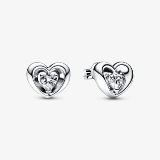 Срібні сережки   "Сяюче серце і камінь" 292500C01 - Інтернет-магазин спільних покупок ToGether