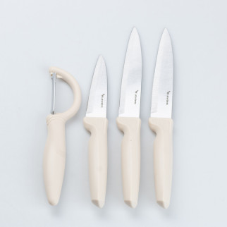 Набір кухонних ножів 3 штук + овочечистка Білий - Інтернет-магазин спільних покупок ToGether