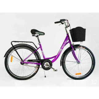 Велосипед міський Corso «TRAVEL» 26 TR-1096 (1) колір фіолетовий, одношвидкісний, сталева рама 16.5, корзина, багажник - Інтернет-магазин спільних покупок ToGether