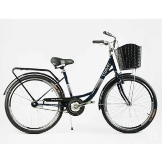 Велосипед міський Corso «TRAVEL» 26 TR-2470 (1) колір темно-зелений, одношвидкісний, сталева рама 16.5, корзина, багажник - Інтернет-магазин спільних покупок ToGether