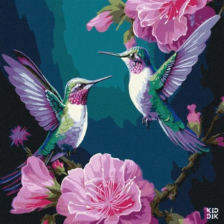 Картина за номерами "Казкові птахи з фарбами металік" KHO6582 40х40 см - Інтернет-магазин спільних покупок ToGether