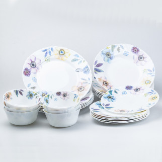 Столовий сервіз тарілок 24 штуки керамічних на 6 персон білий квіти - Інтернет-магазин спільних покупок ToGether