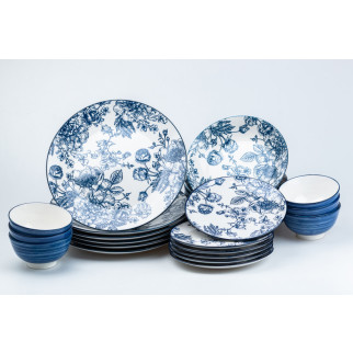 Столовий сервіз тарілок 24 штуки керамічних на 6 персон Синій - Інтернет-магазин спільних покупок ToGether