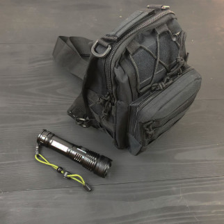 Набір: армійська чорна сумка + тактичний ліхтар професійний UM-587 POLICE BL-X71-P50 - Інтернет-магазин спільних покупок ToGether