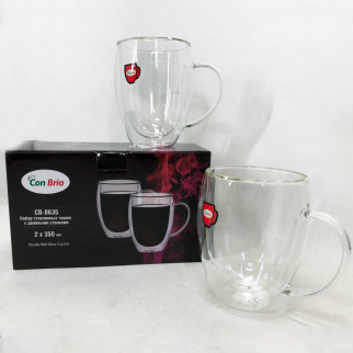 Скляні склянки з подвійними стінками Con Brio CB-8635-2, Прозорі чашки з ET-554 подвійними стінками - Інтернет-магазин спільних покупок ToGether
