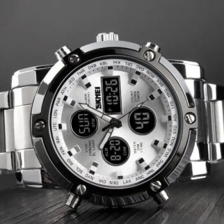Годинник чоловічий спортивний SKMEI 1389SI SILVER, Армійський годинник, Годинник ET-690 для військовослужбовців - Інтернет-магазин спільних покупок ToGether