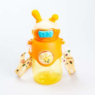 Дитяча пляшечка для води 700 мл з трубочкою та ремінцем Помаранчева - Інтернет-магазин спільних покупок ToGether