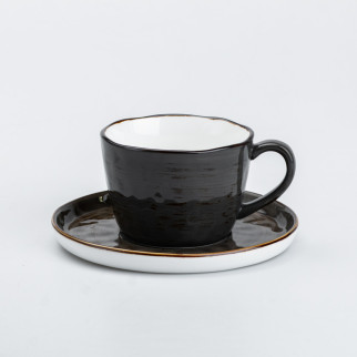 Чашка із блюдцем керамічна 200 мл для чаю кава Чорна - Інтернет-магазин спільних покупок ToGether