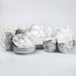Столовий сервіз тарілок та чашок на 6 персон керамічний Сірий - Інтернет-магазин спільних покупок ToGether