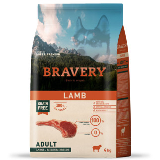 Корм Bravery Adult Large & Medium Lamb сухий з ягнятком для дорослих собак середніх та великих порід 4 кг - Інтернет-магазин спільних покупок ToGether