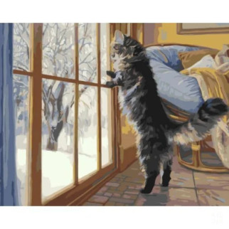 Картина по номерах "Котик біля вікна" 40x50 см - Інтернет-магазин спільних покупок ToGether