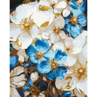 Картина за номерами 50*60 см Біло-блакитні квіти з фарбами металік Орігамі LW 3293-big exclusive - Інтернет-магазин спільних покупок ToGether