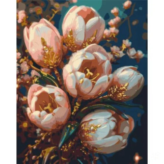 Картина за номерами 50*60 см. Квіти. Ніжні тюльпани із золотими фарбами Орігамі LW 3304-big exclusive - Інтернет-магазин спільних покупок ToGether