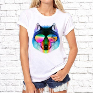 Жіноча футболка з принтом Вовчиця у райдужних окулярах Push IT - Інтернет-магазин спільних покупок ToGether