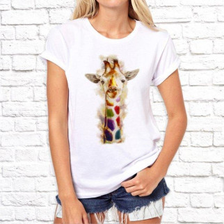 Жіноча футболка з принтом Жираф у кольорові плями Push IT - Інтернет-магазин спільних покупок ToGether